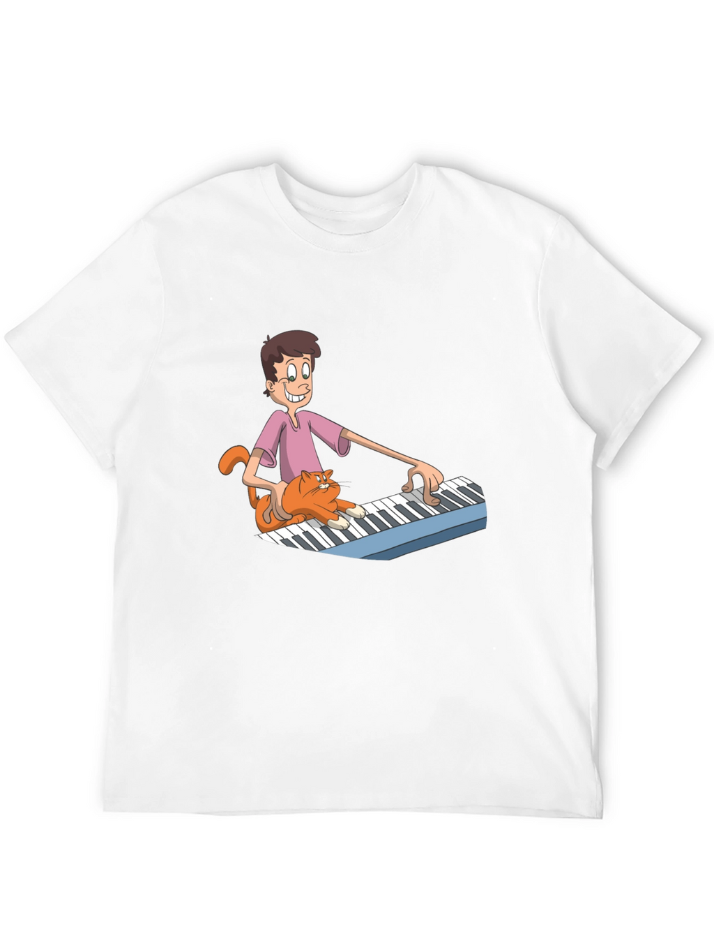 Mans Black Cartoon Musician T-Shirt
