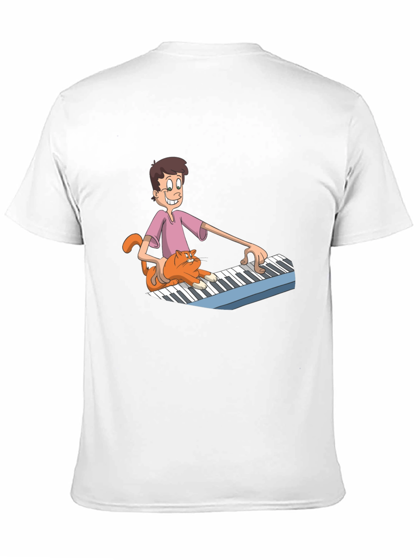 Mans Black Cartoon Musician T-Shirt