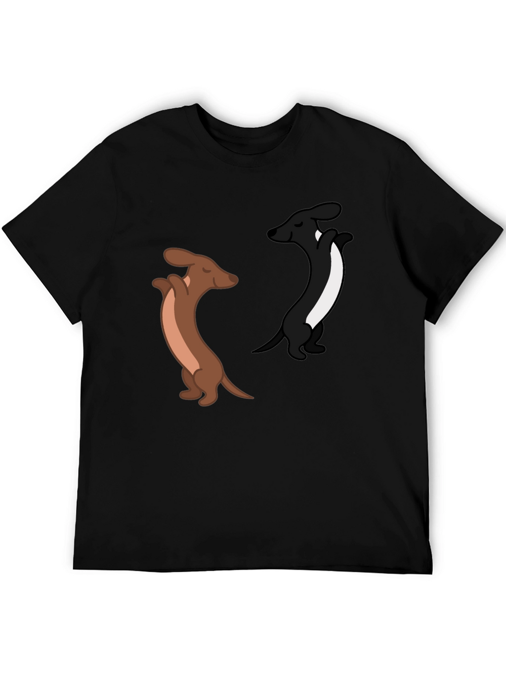 Dancing Dachshund Graphic Tee - Black Cotton Blend