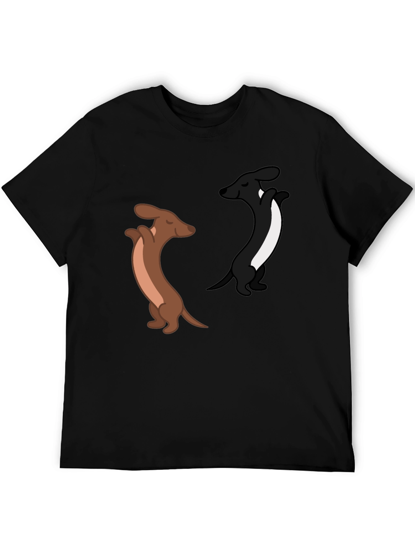 Dancing Dachshund Graphic Tee - Black Cotton Blend