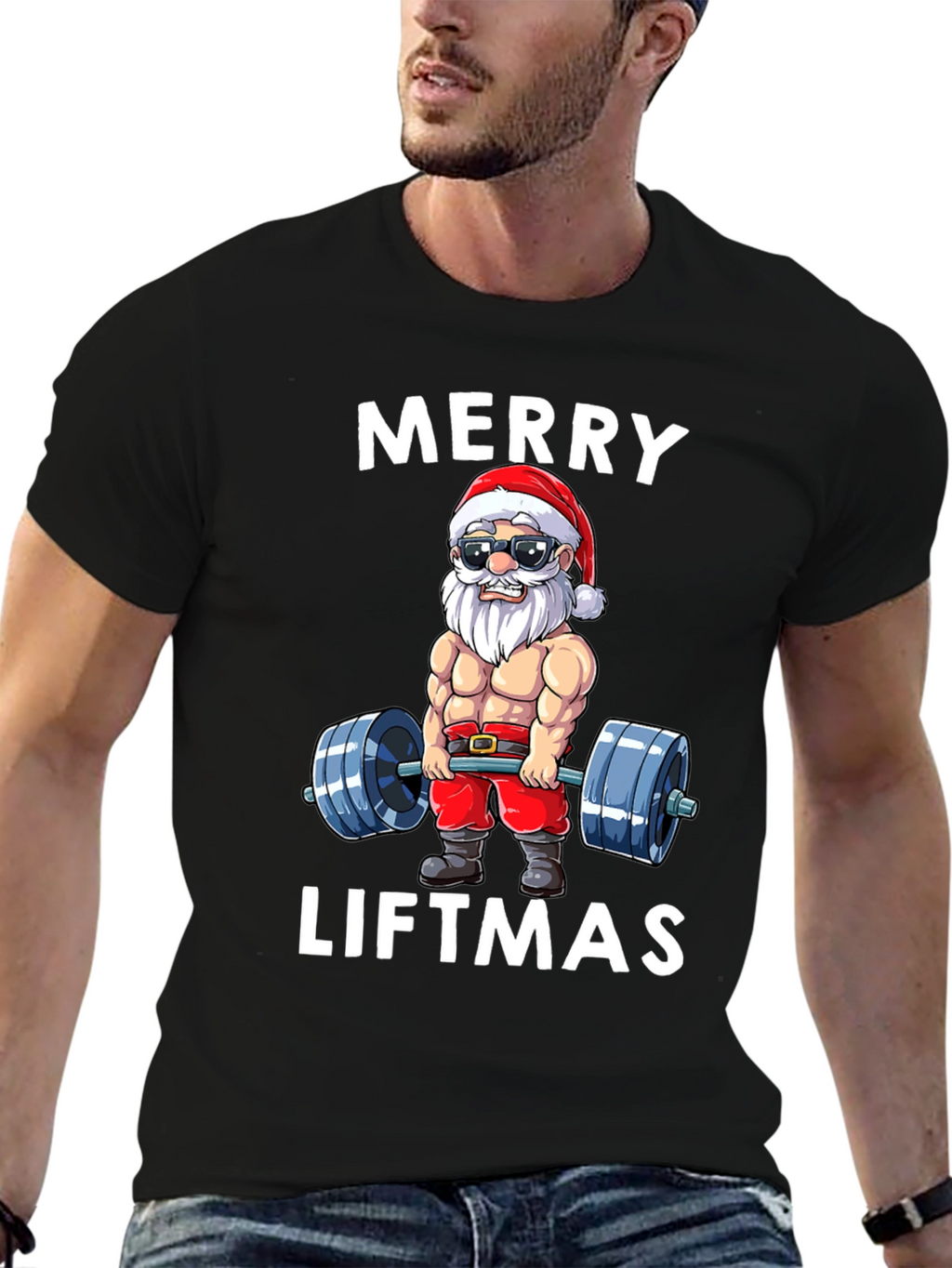 Merry Liftmas Graphic T-Shirt - Santa Workout