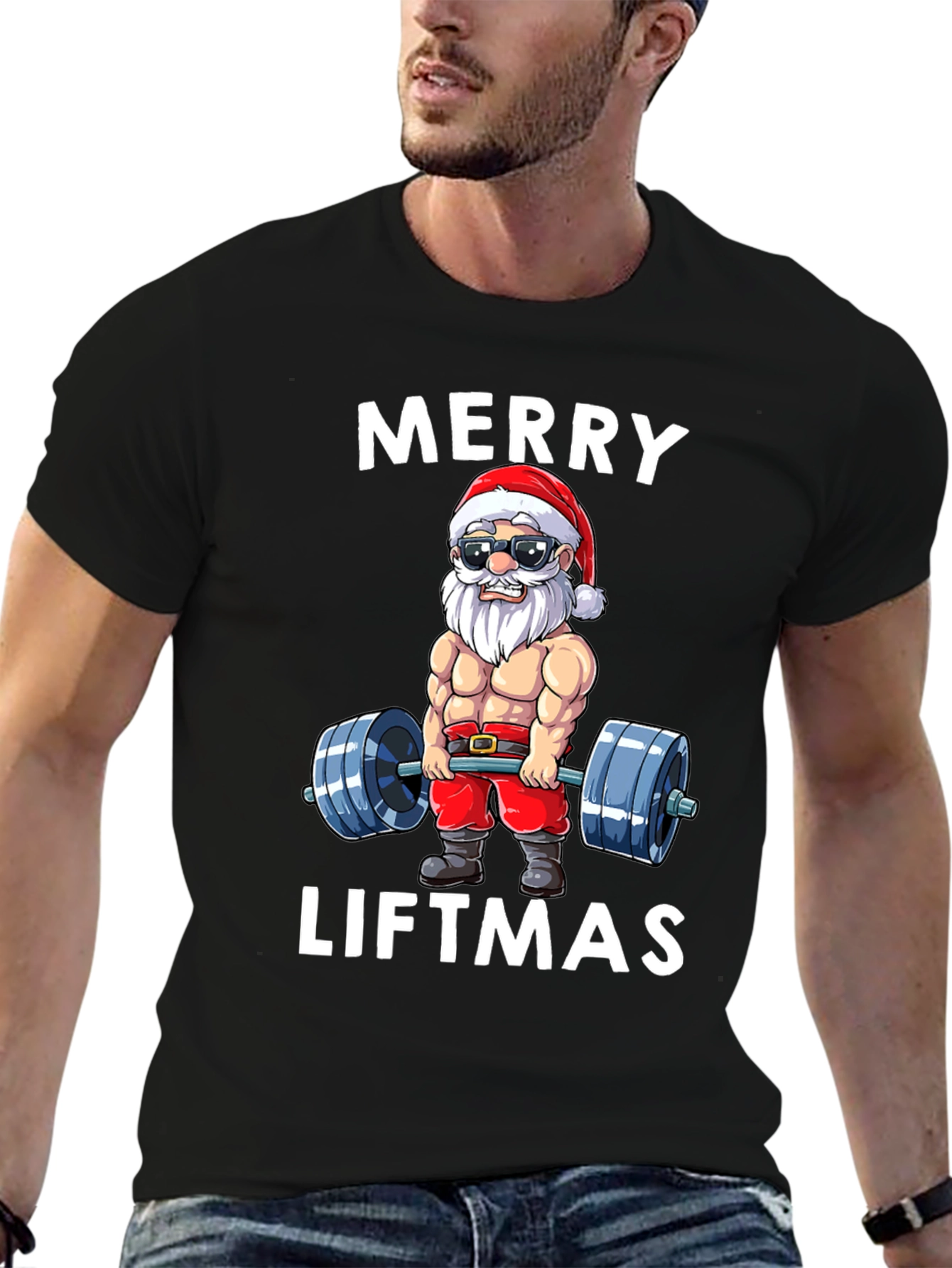 Merry Liftmas Graphic T-Shirt - Santa Workout