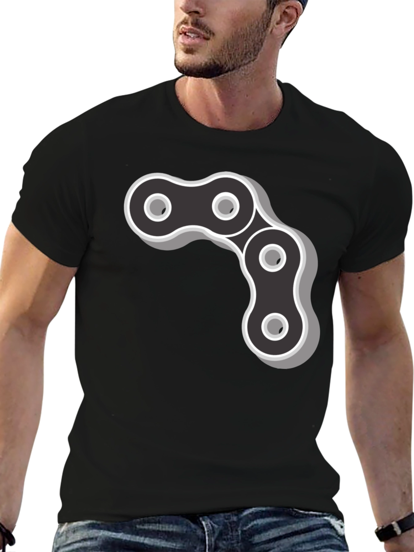 Cool Chain Link Graphic Black T-Shirt