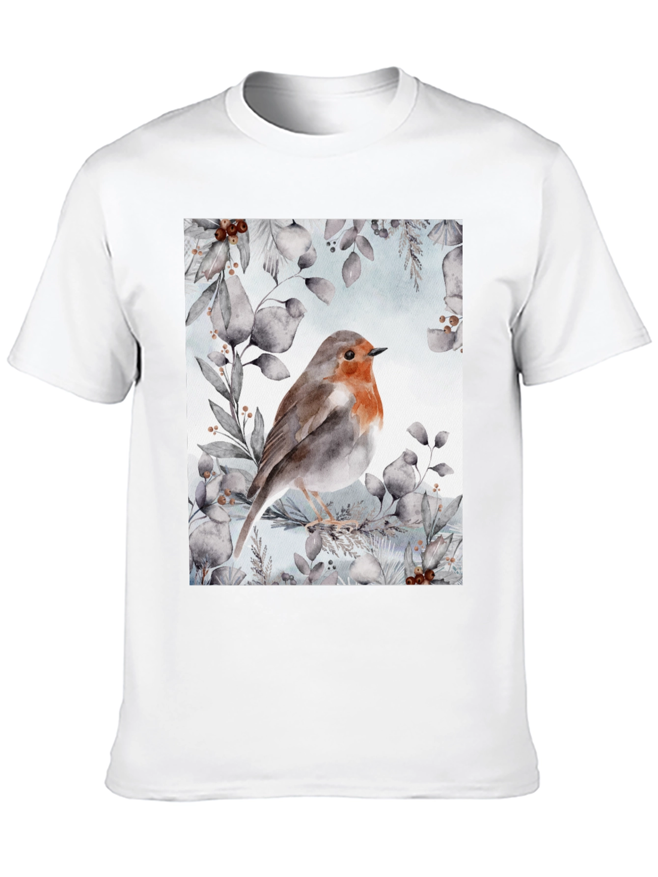 Robin Bird Graphic Print T-Shirt