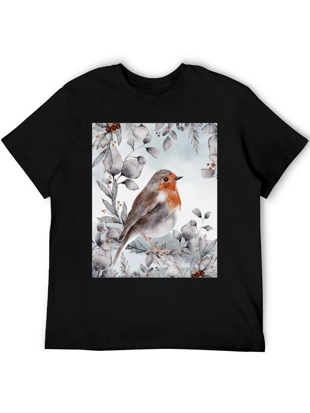 Robin Bird Graphic Print T-Shirt
