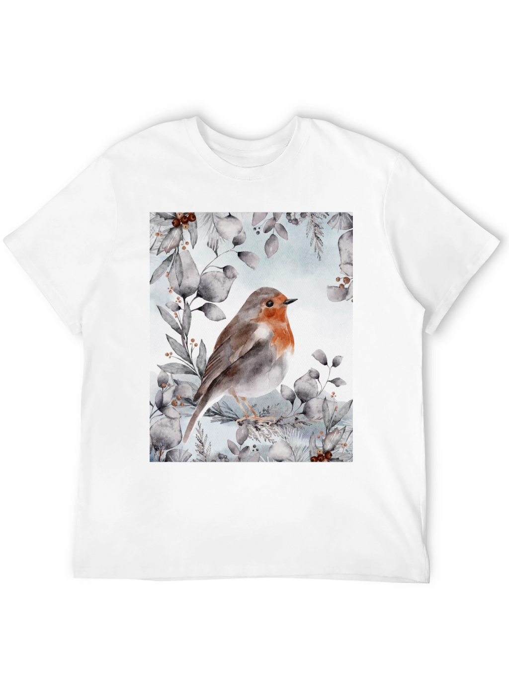 Robin Bird Graphic Print T-Shirt