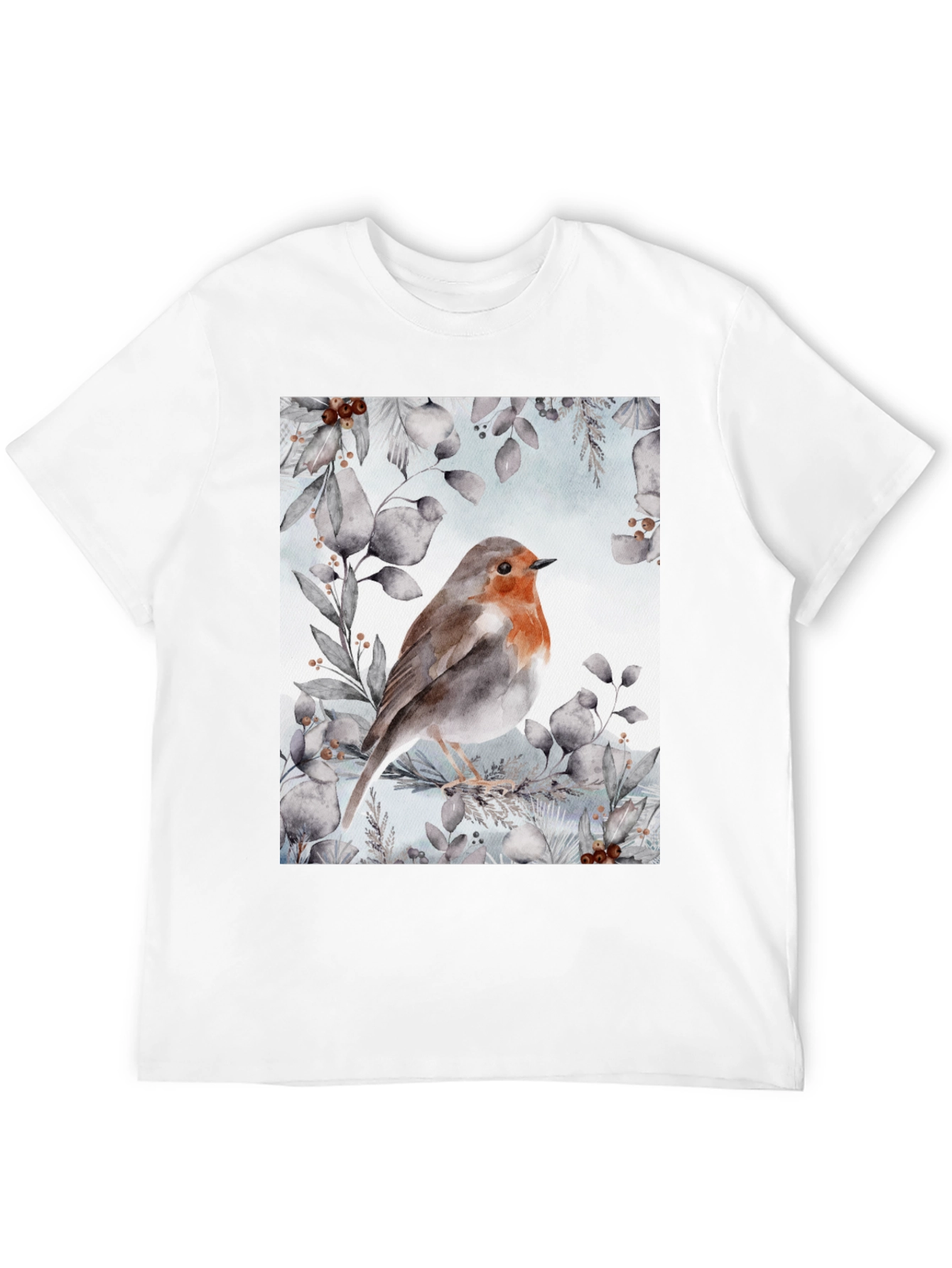 Robin Bird Graphic Print T-Shirt