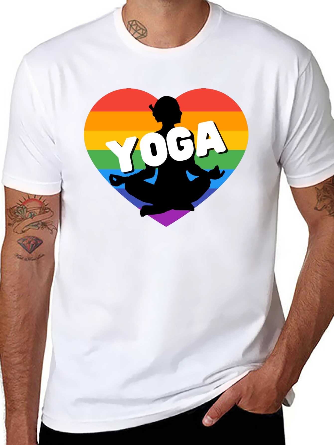 Rainbow Yoga Heart T-Shirt