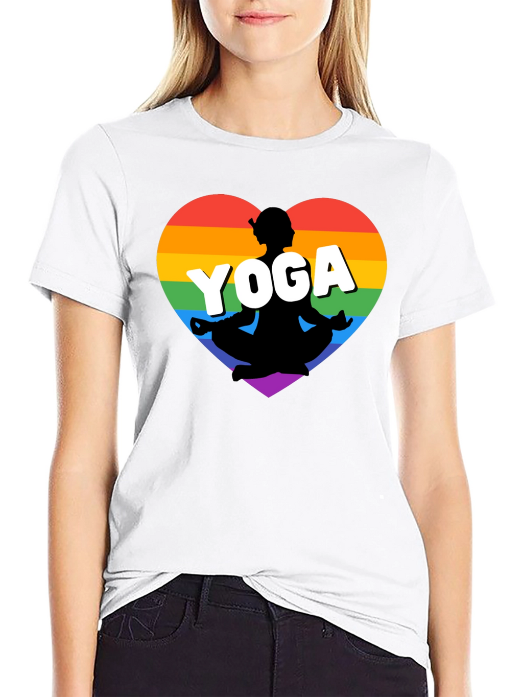 Rainbow Yoga Heart T-Shirt