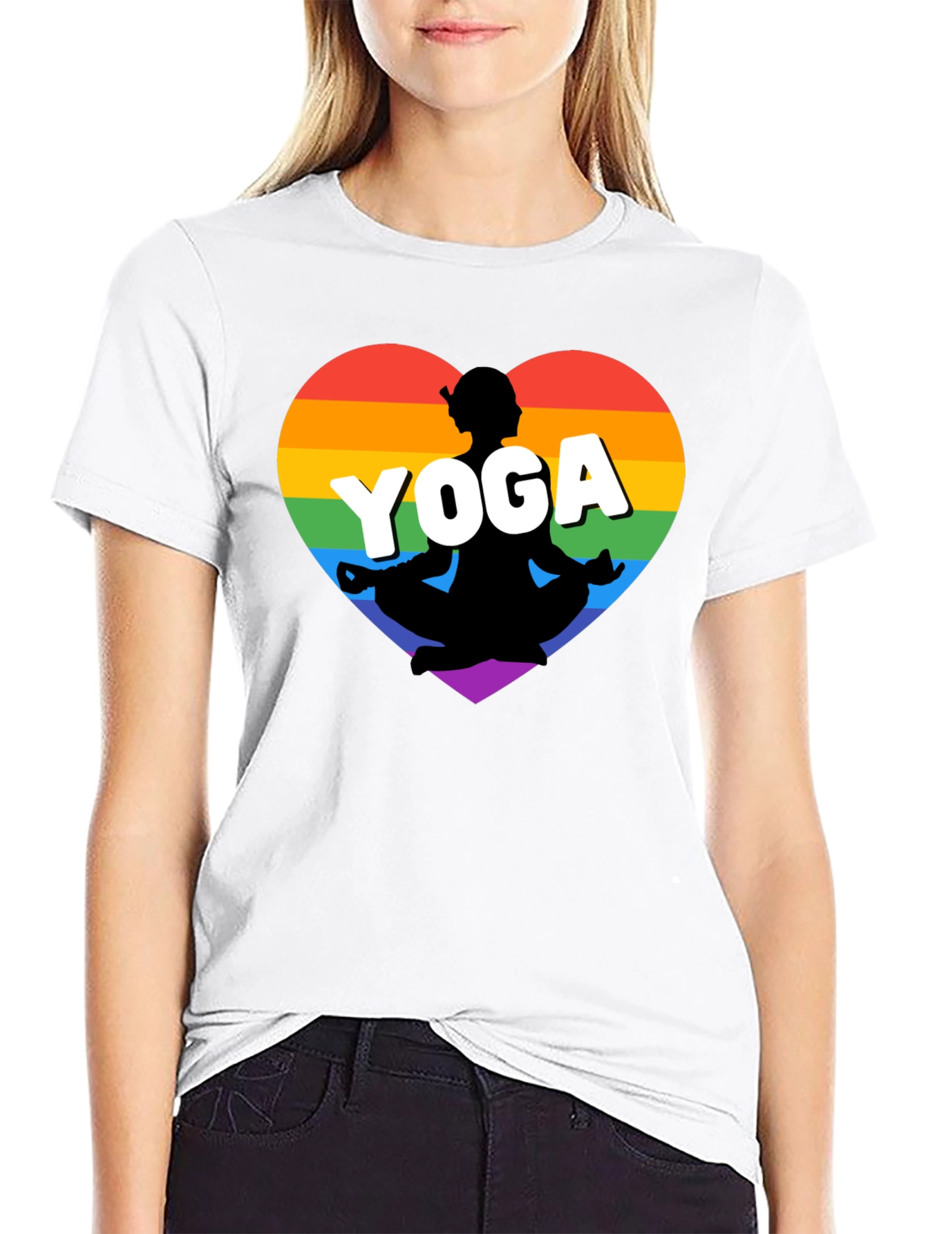 Rainbow Yoga Heart T-Shirt