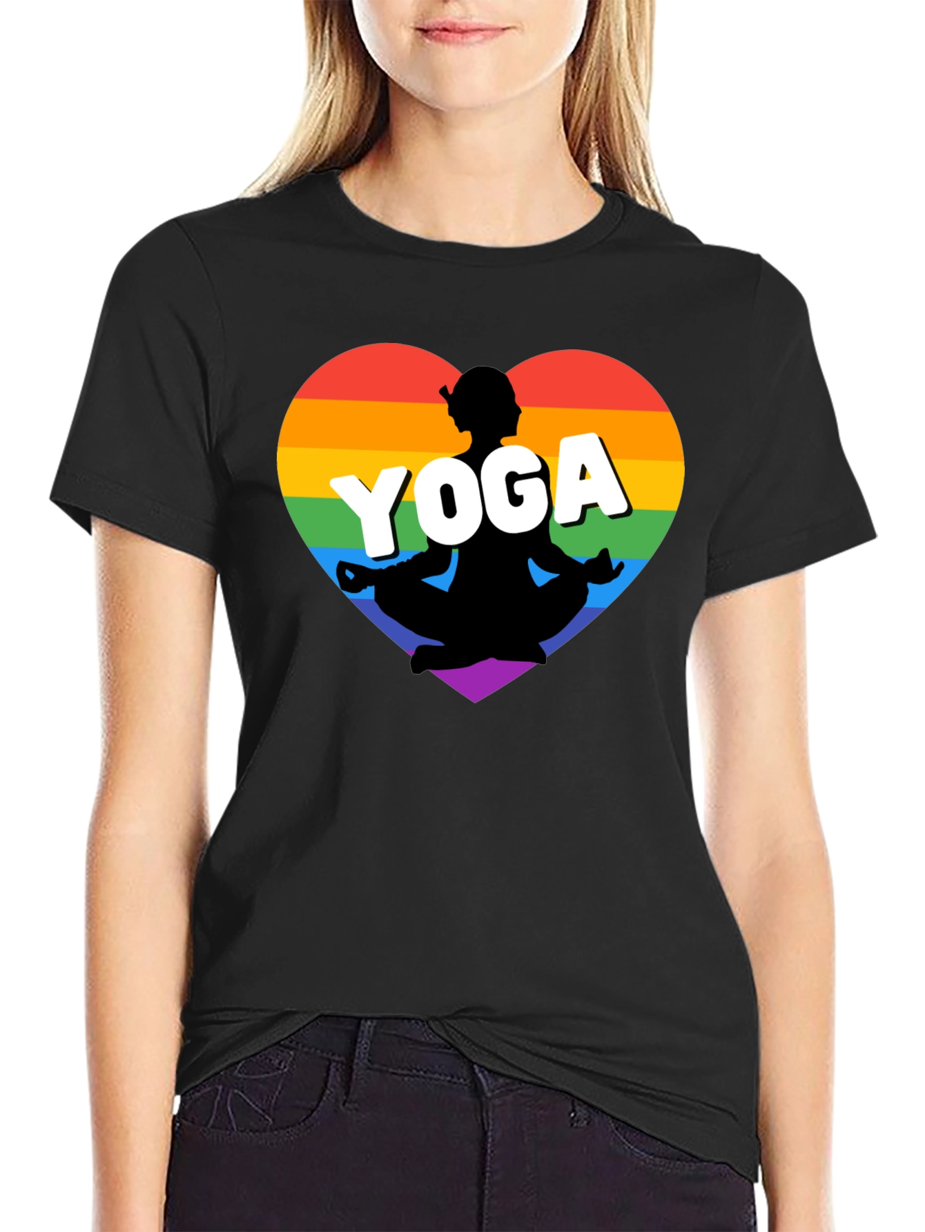 Rainbow Yoga Heart T-Shirt