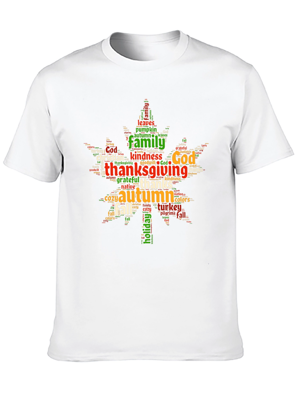 Thanksgiving Word Art Maple Leaf T-Shirt