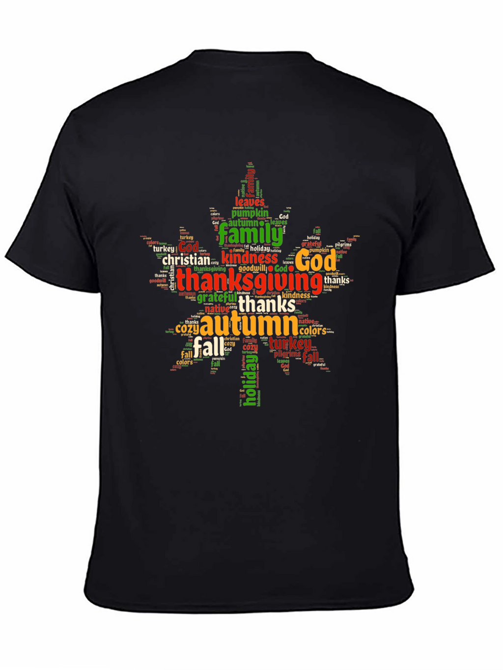 Thanksgiving Word Art Maple Leaf T-Shirt