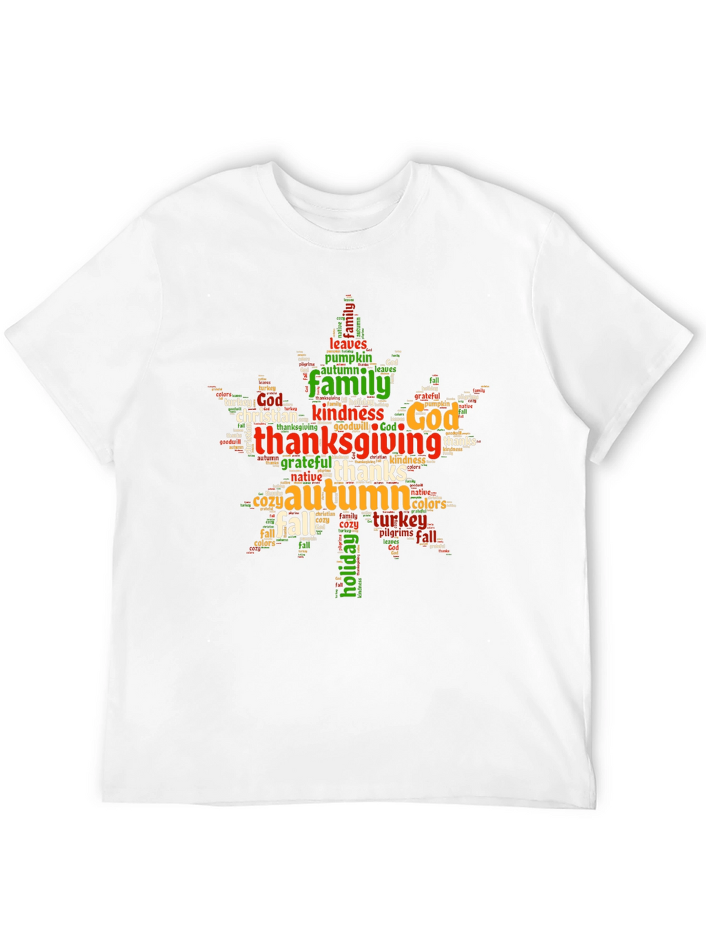 Thanksgiving Word Art Maple Leaf T-Shirt
