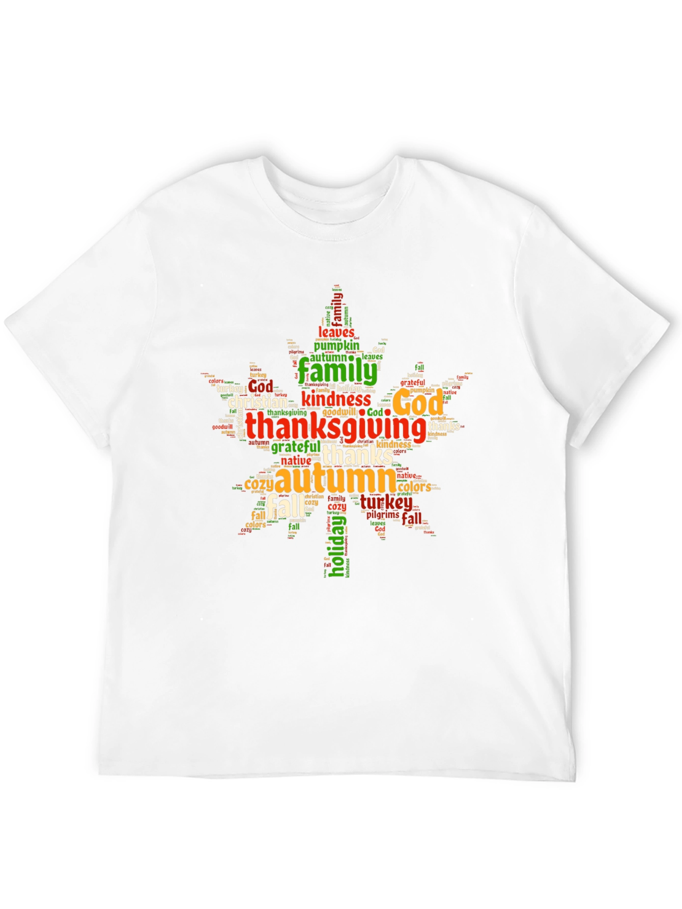Thanksgiving Word Art Maple Leaf T-Shirt