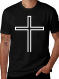 Minimalist Cross Graphic Tee - Classic Black
