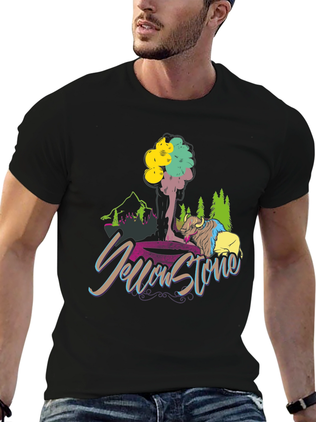 Yellowstone T-Shirt Bison Graphic Tee
