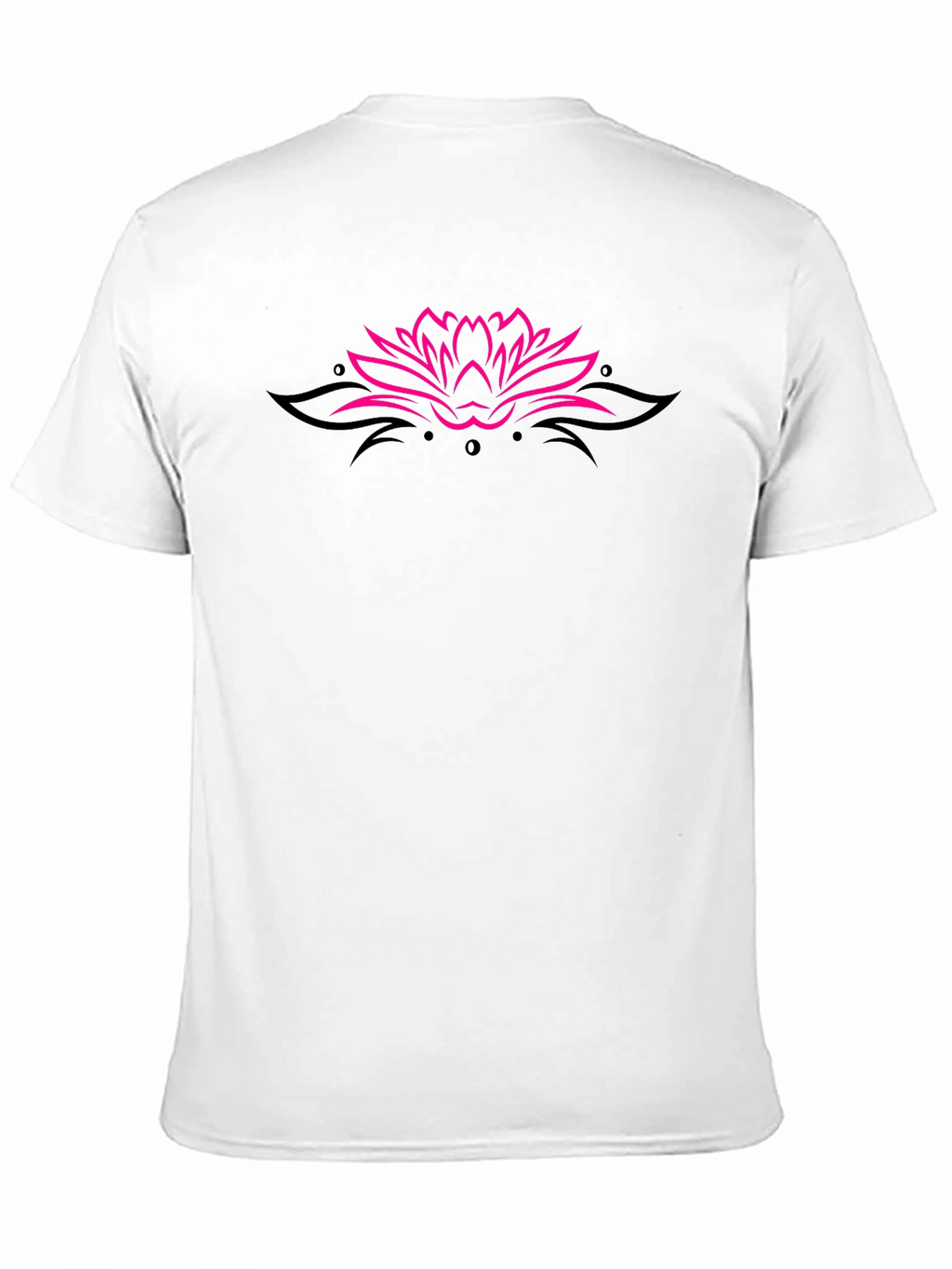 Black Tee with Pink Lotus Flower Design