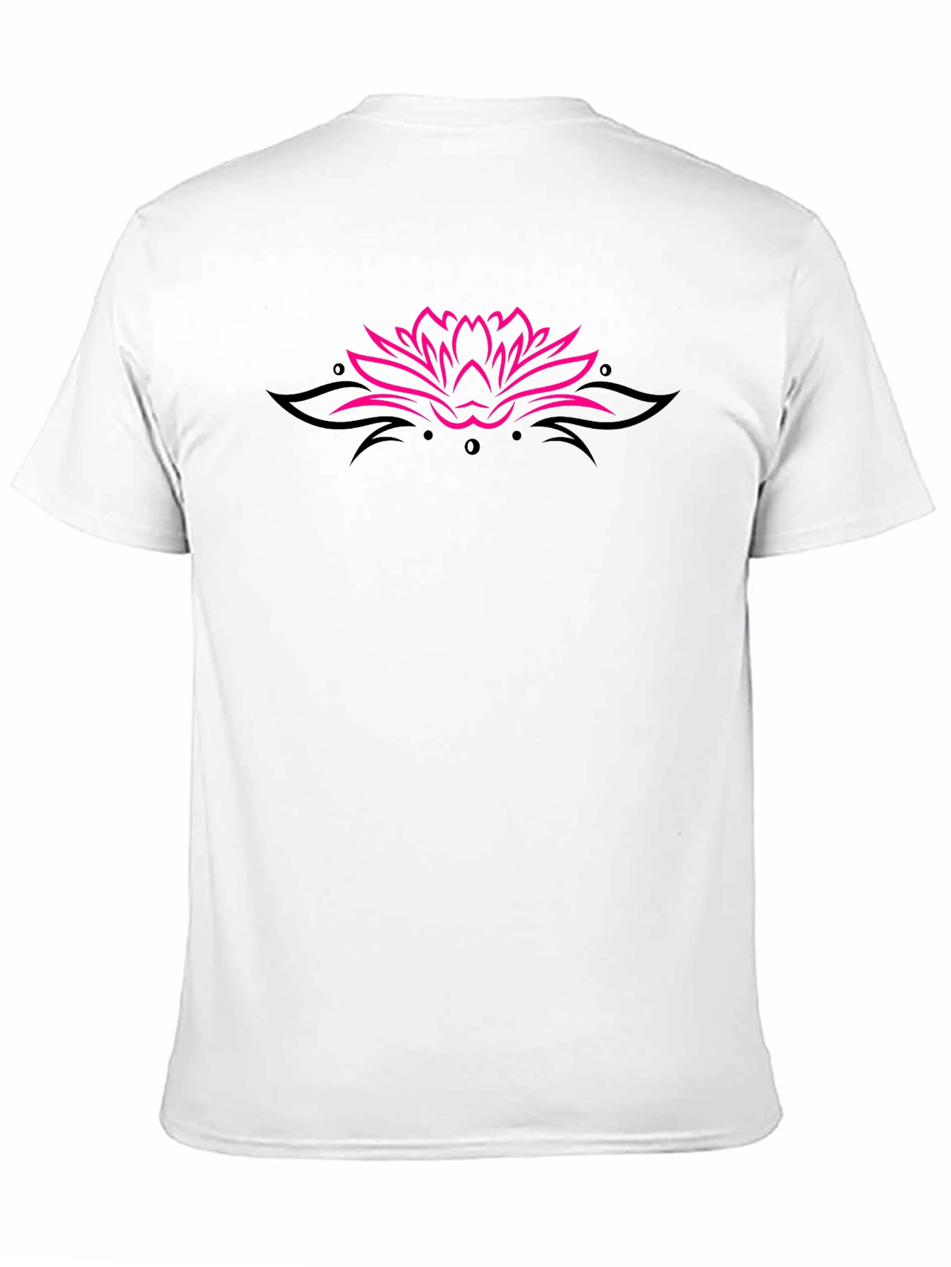 Black Tee with Pink Lotus Flower Design