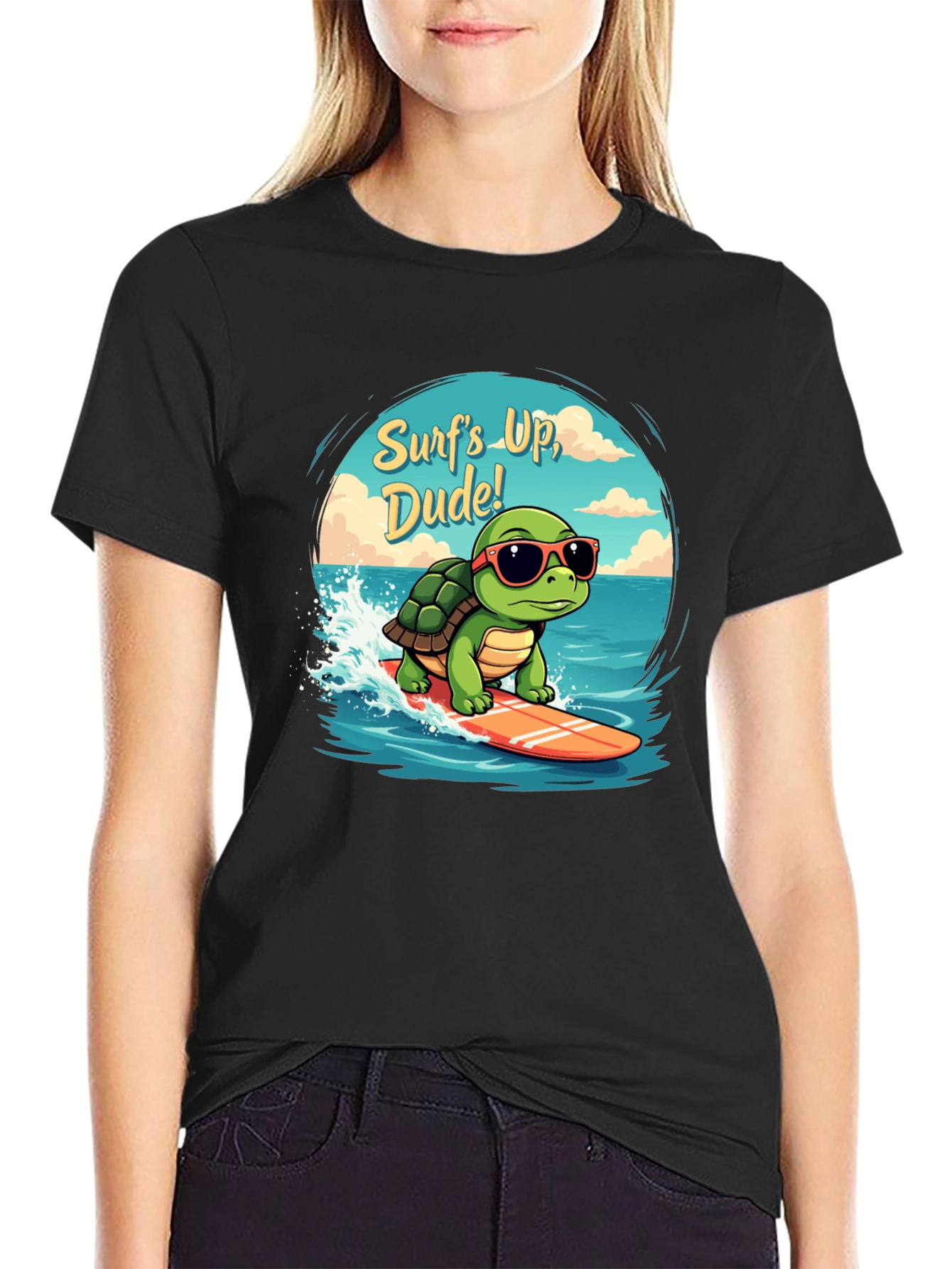 Surfing Turtle Graphic T-Shirt - Surfs Up Dude!