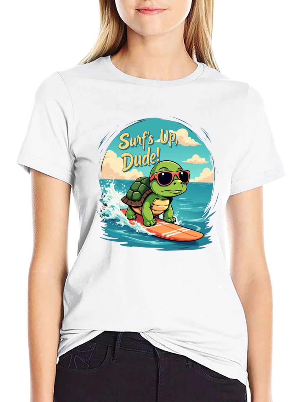 Surfing Turtle Graphic T-Shirt - Surfs Up Dude!