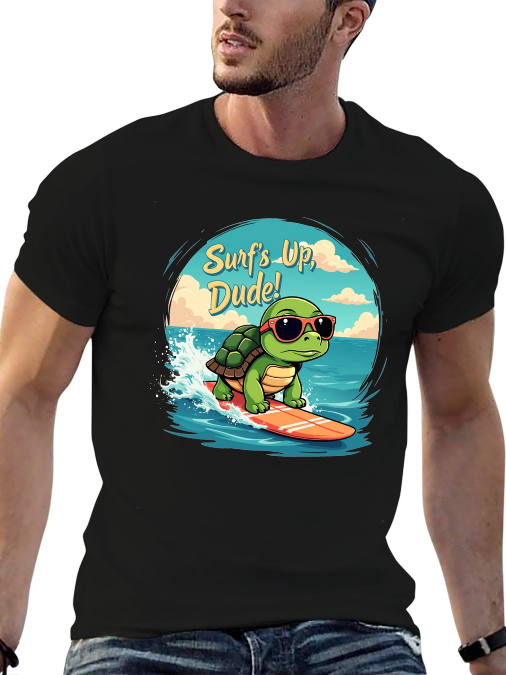 Surfing Turtle Graphic T-Shirt - Surfs Up Dude!