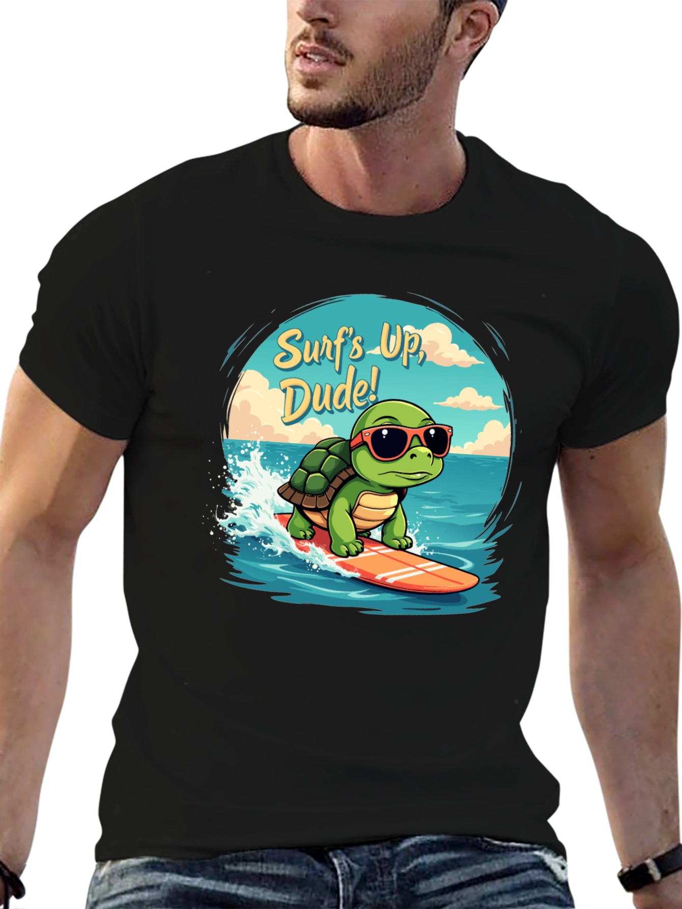 Surfing Turtle Graphic T-Shirt - Surfs Up Dude!