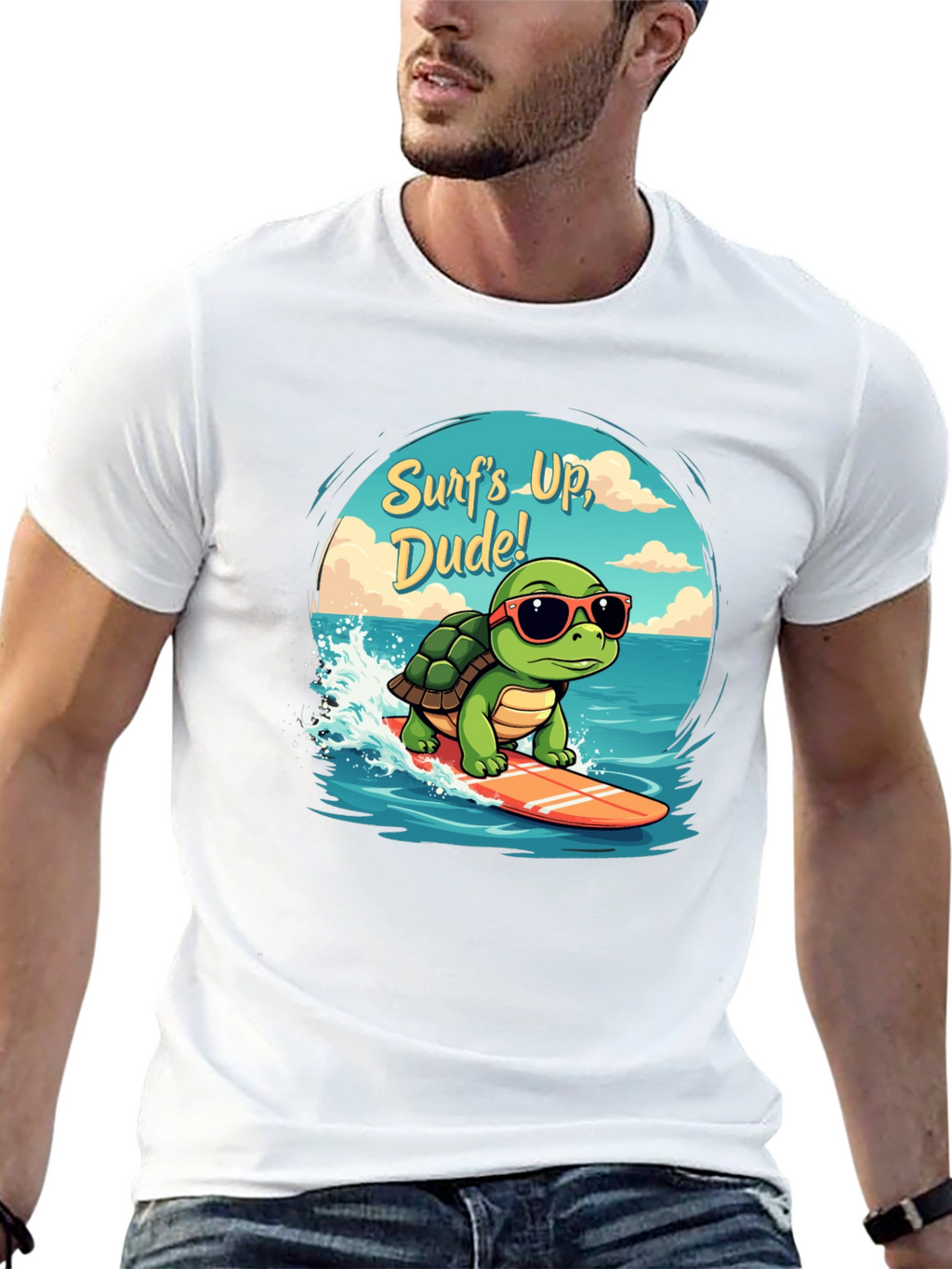 Surfing Turtle Graphic T-Shirt - Surfs Up Dude!