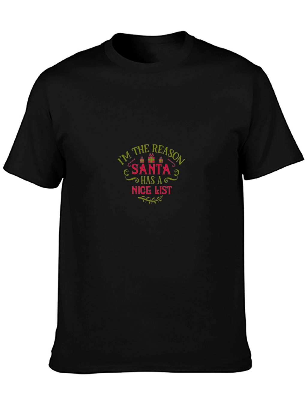 Funny Santa Nice List Crew Neck T-Shirt
