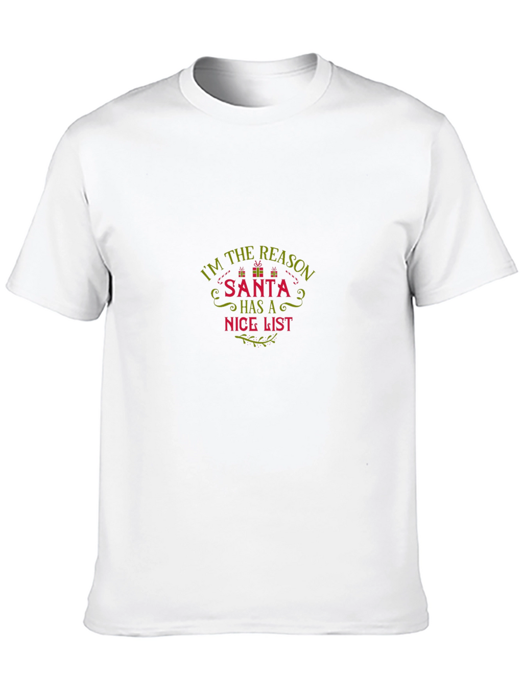 Funny Santa Nice List Crew Neck T-Shirt