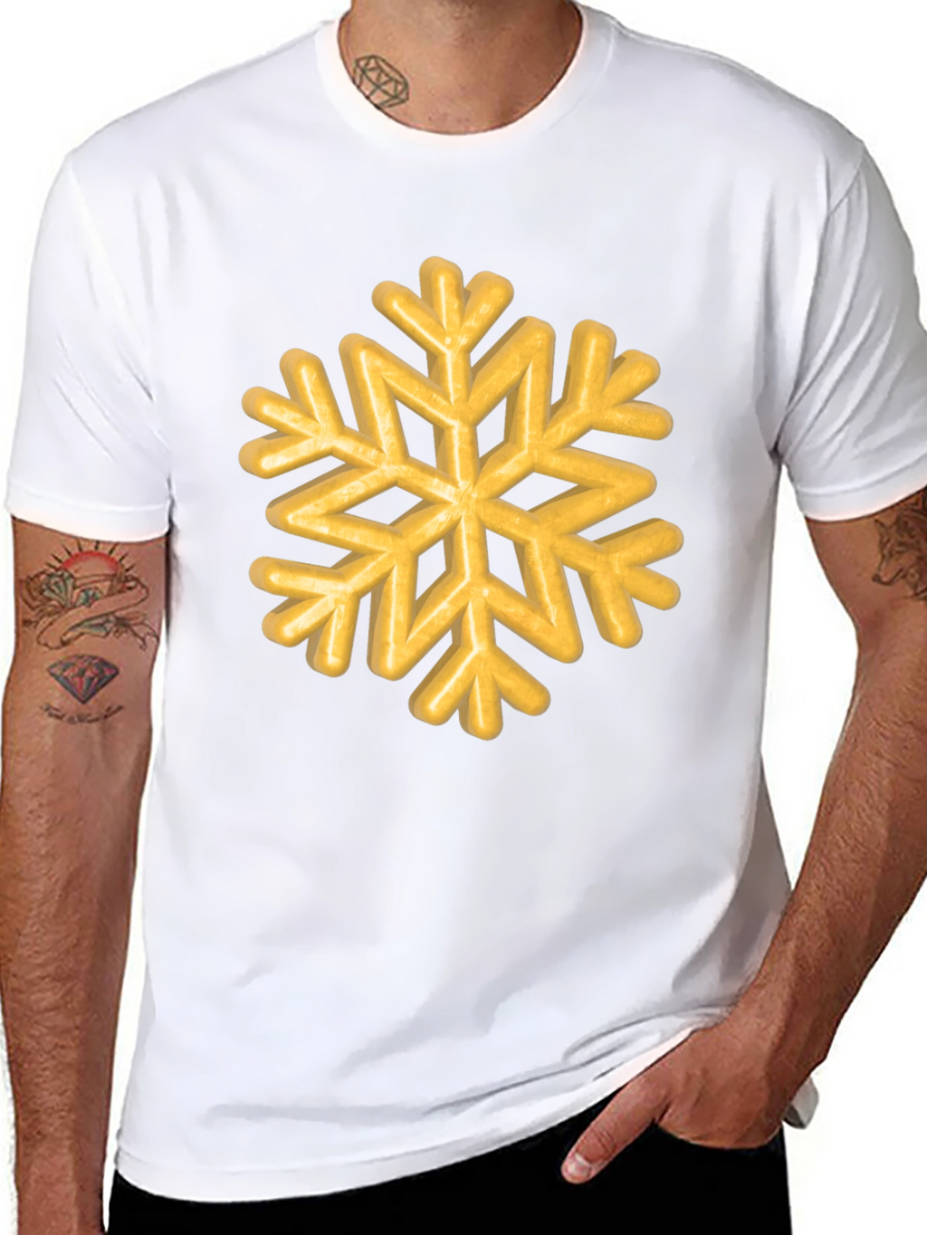 Golden Snowflake Graphic Tee - Unisex Black T-Shirt