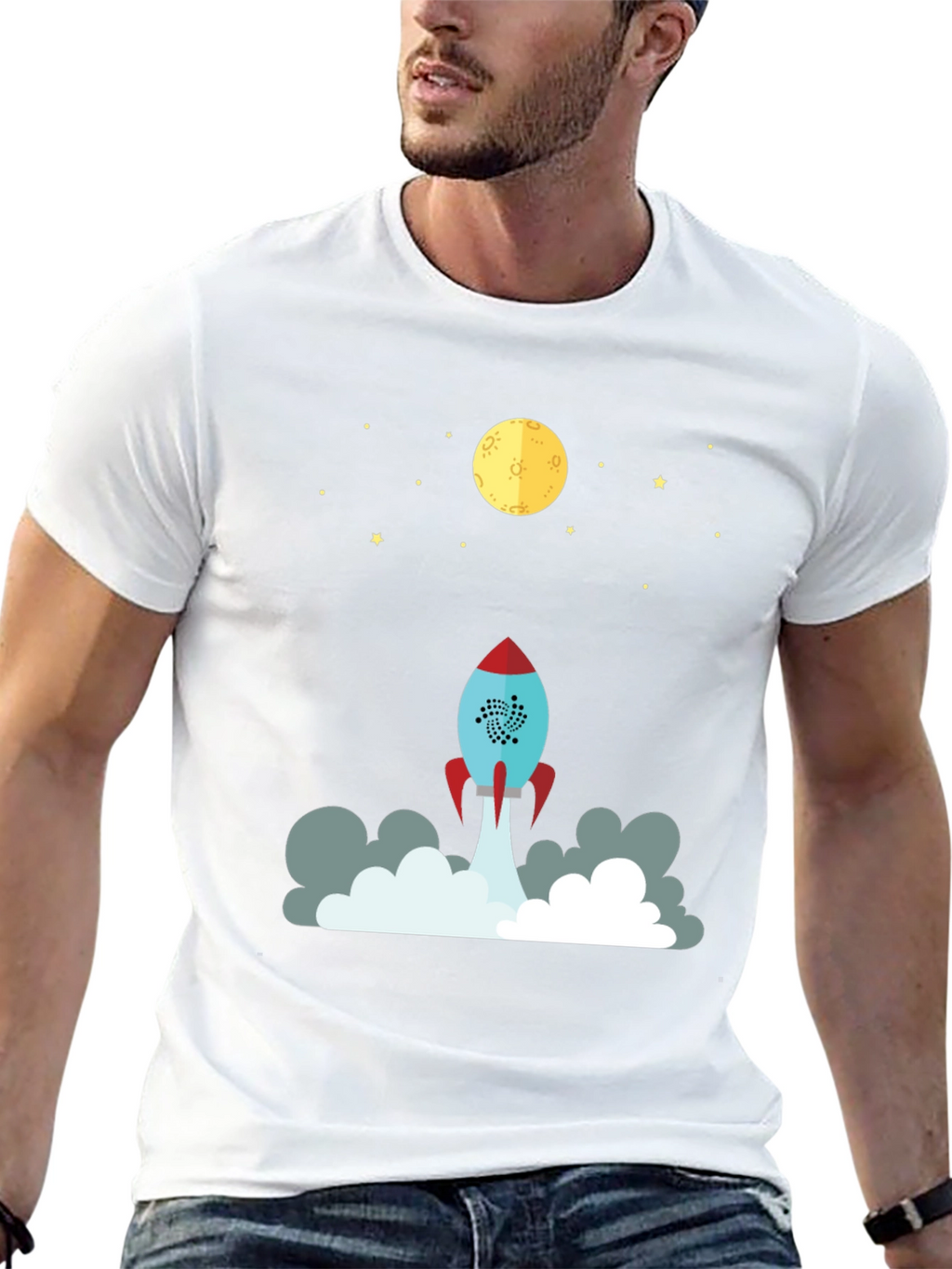 Rocket to the Moon Graphic T-Shirt - Black