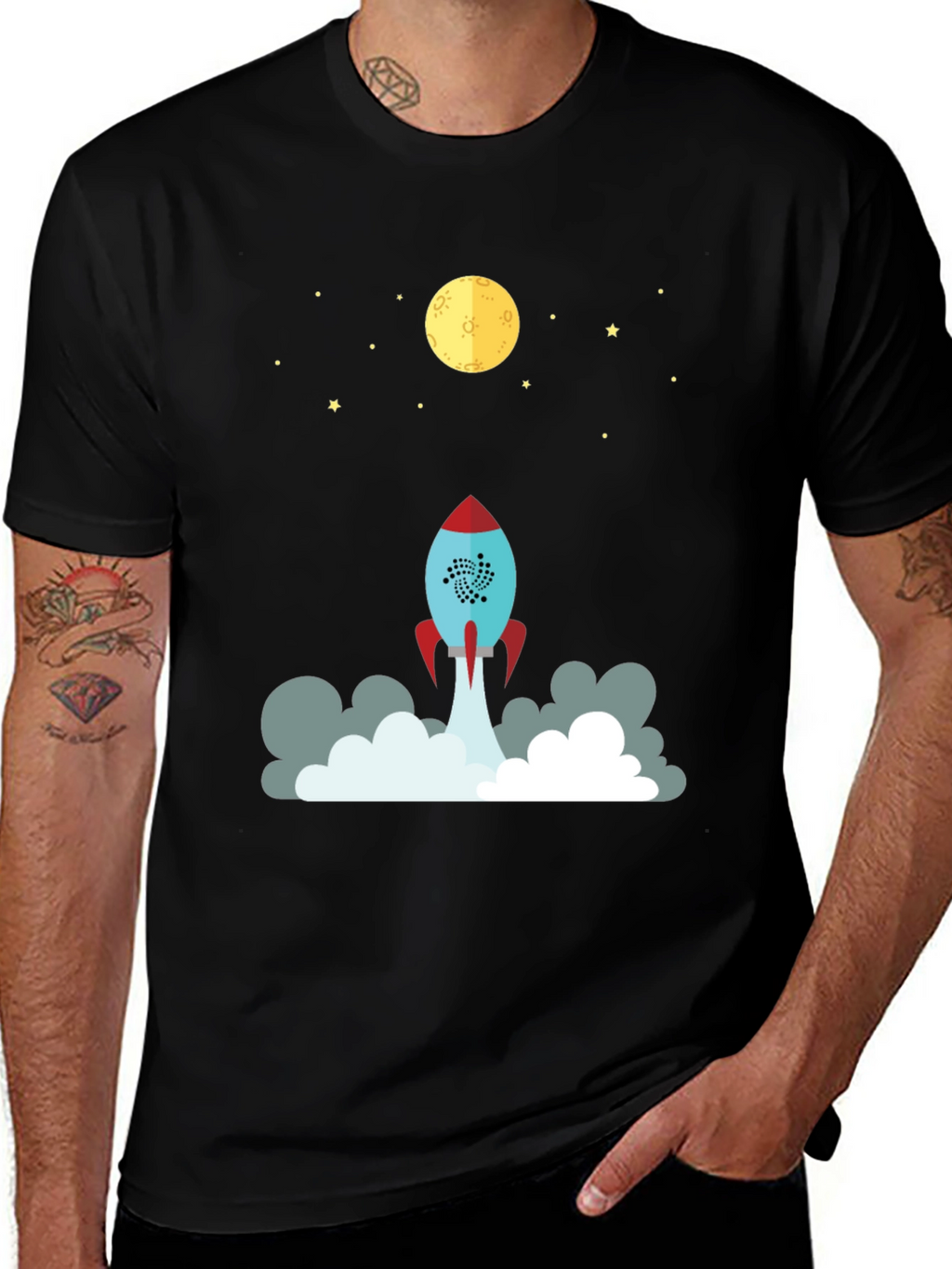 Rocket to the Moon Graphic T-Shirt - Black