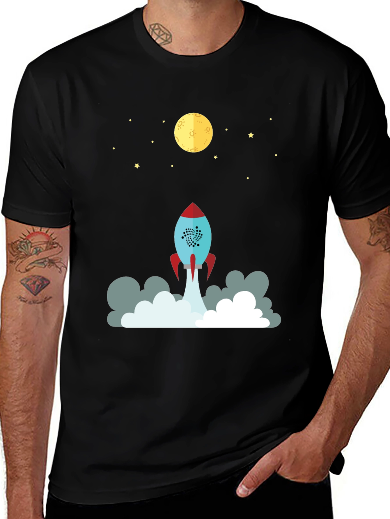 Rocket to the Moon Graphic T-Shirt - Black