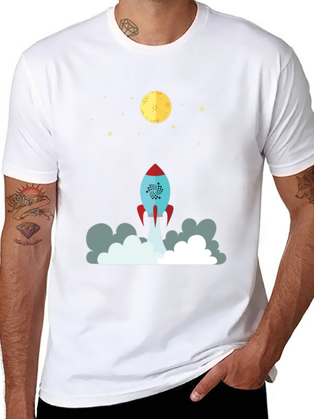Rocket to the Moon Graphic T-Shirt - Black