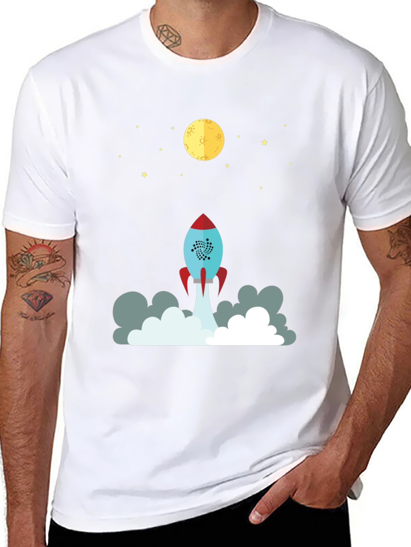 Rocket to the Moon Graphic T-Shirt - Black