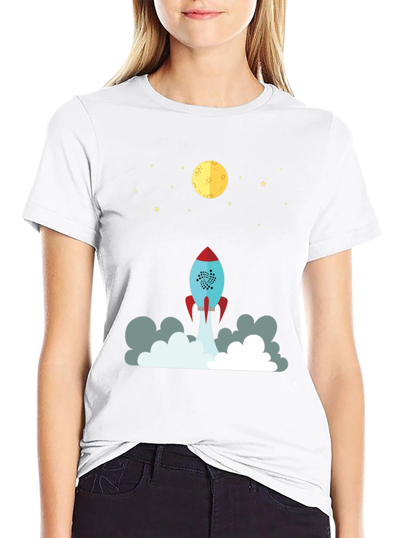 Rocket to the Moon Graphic T-Shirt - Black