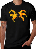 Fiery Anime Character Graphic Black T-Shirt