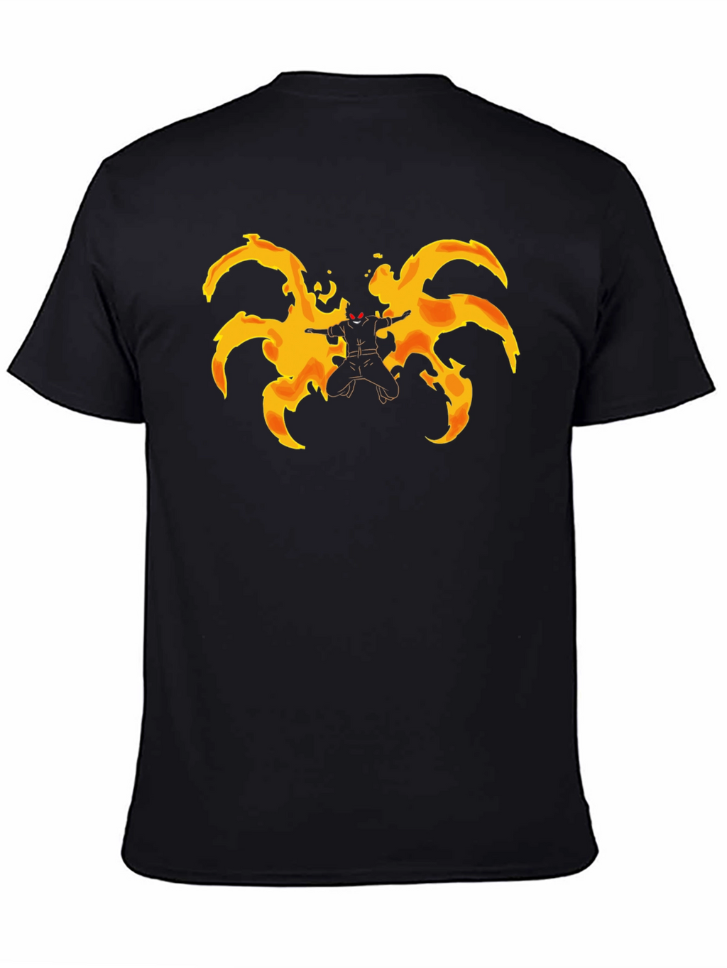 Fiery Anime Character Graphic Black T-Shirt