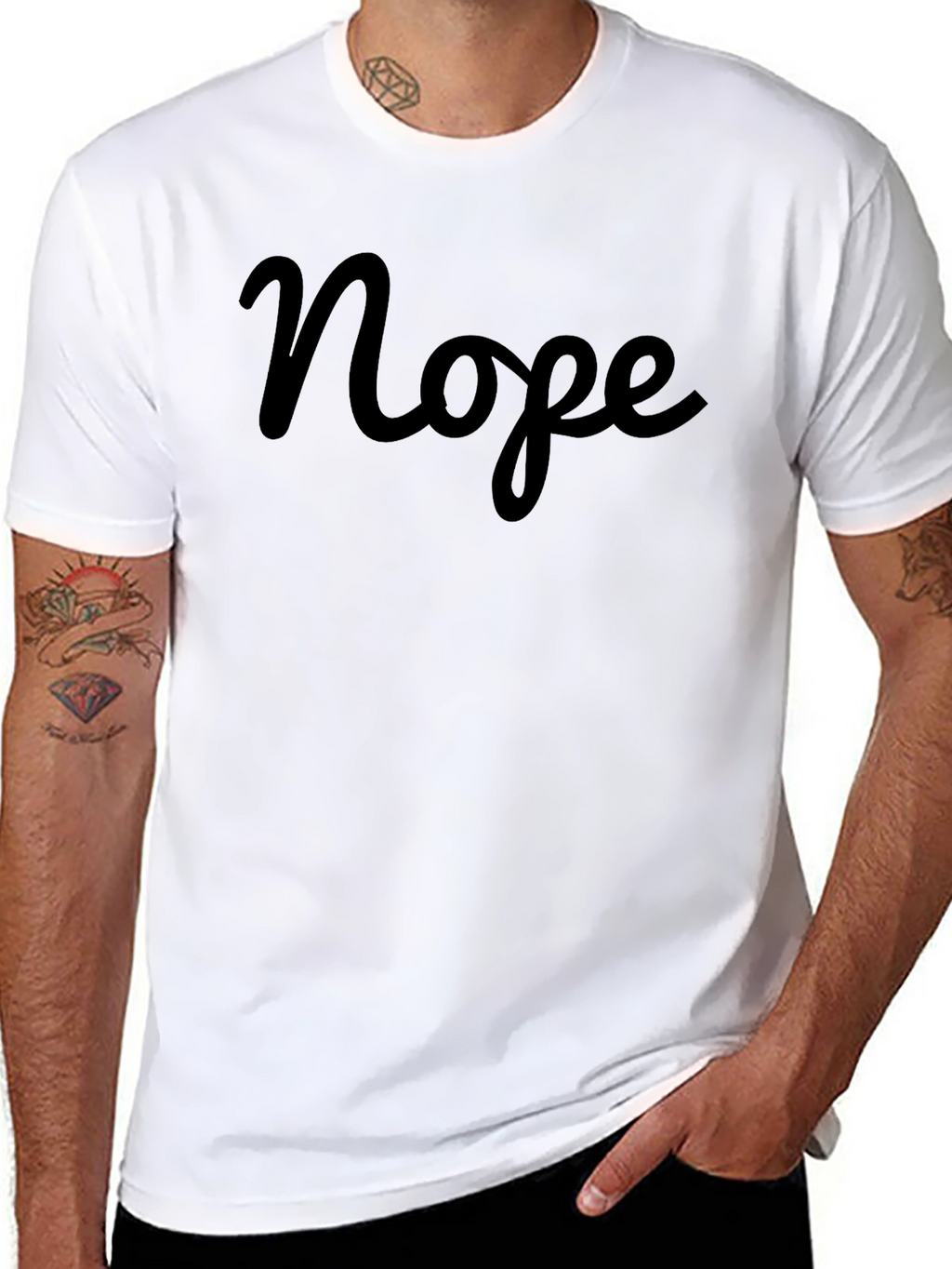 Nope Graphic T-Shirt - Casual Crew Neck Tee