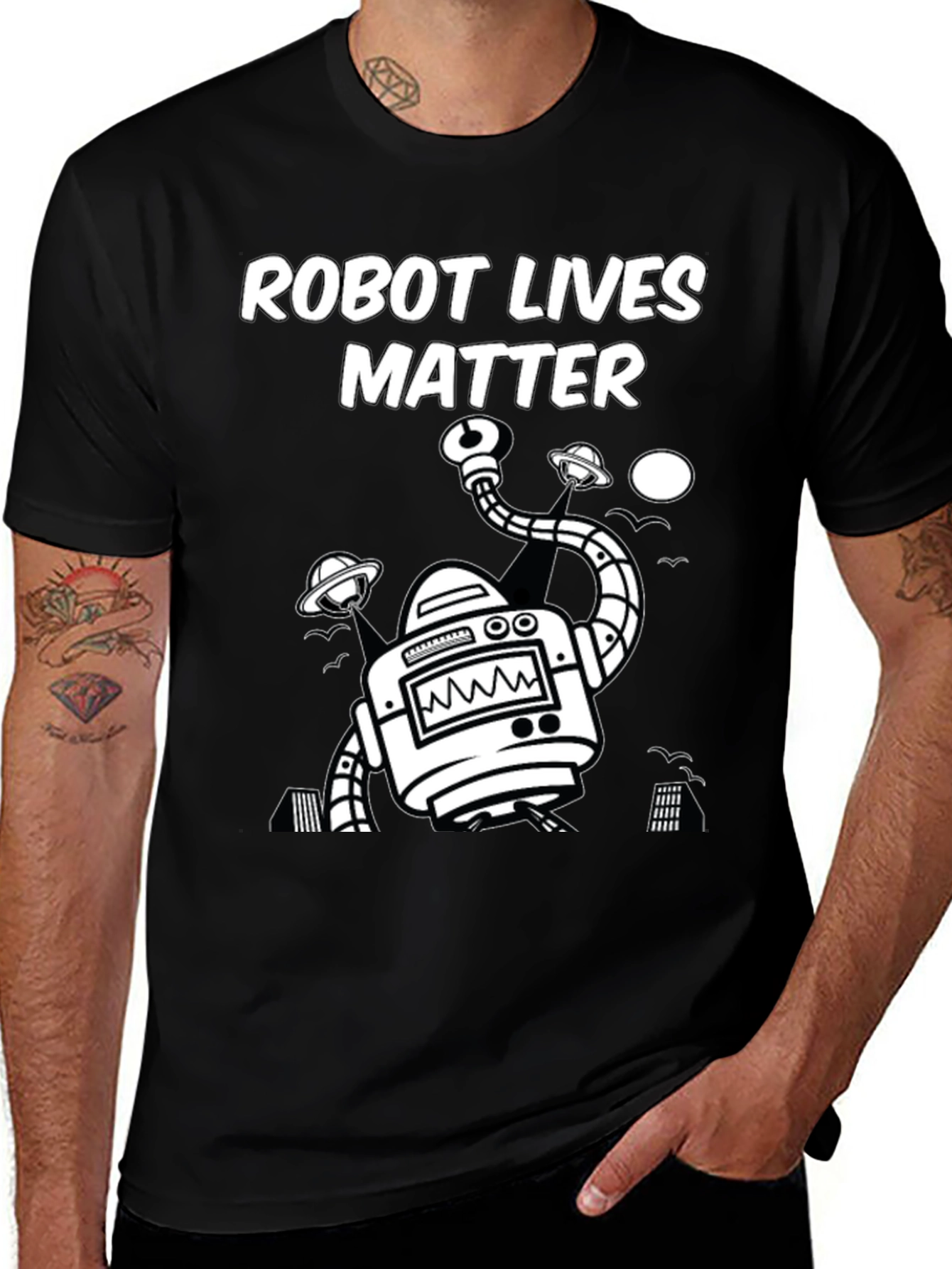 Robot Lives Matter Black T-Shirt - Sci-Fi Graphic Tee