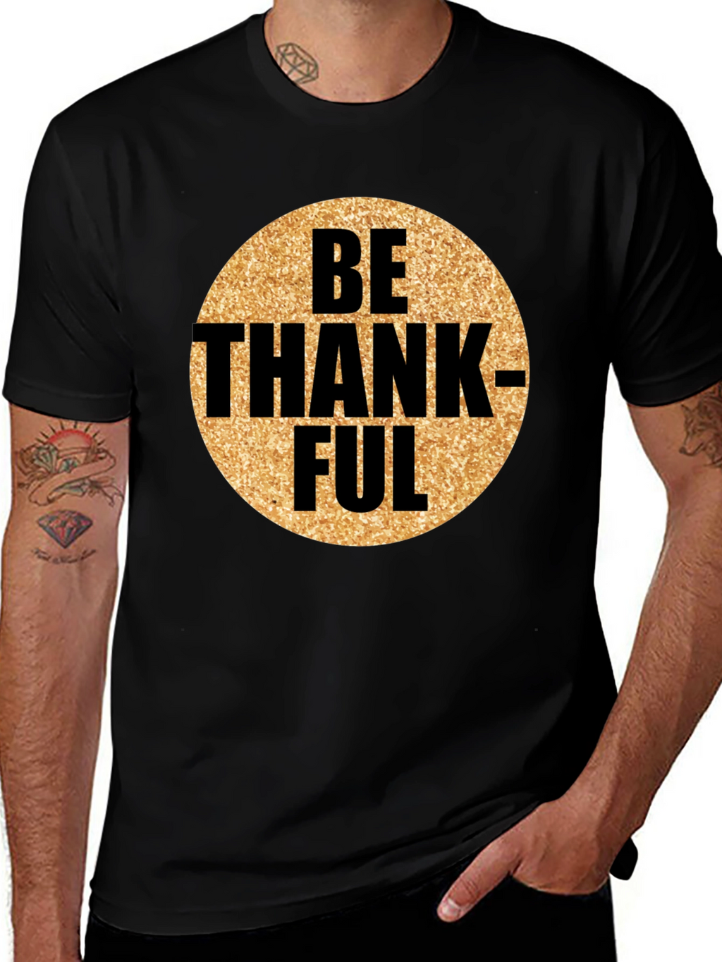 Be Thankful Graphic Tee - Mens Black T-Shirt