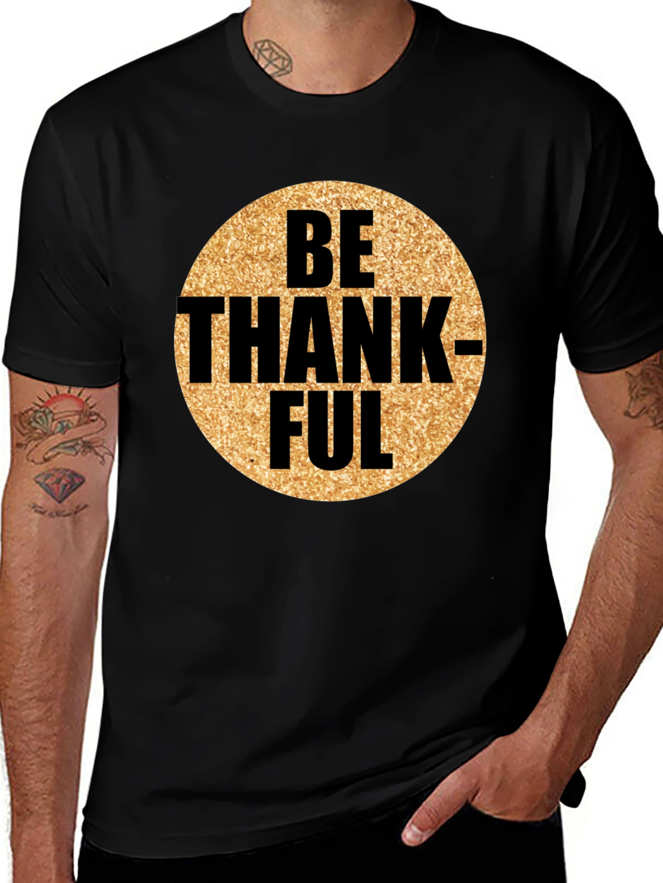 Be Thankful Graphic Tee - Mens Black T-Shirt
