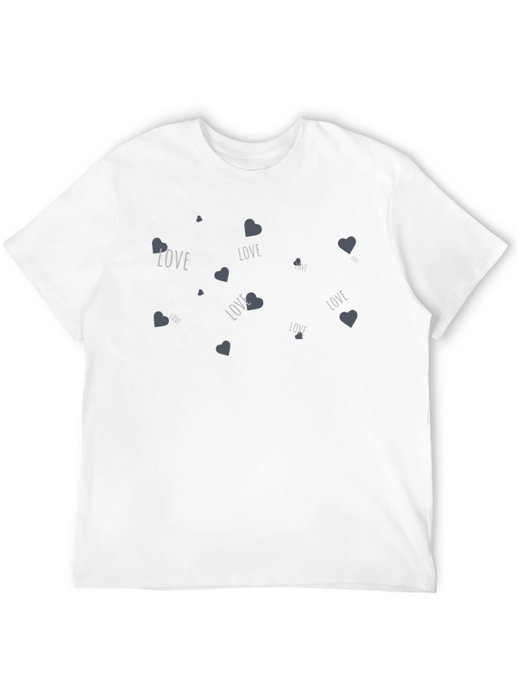 Love Heart Print Black Crew Neck T-Shirt