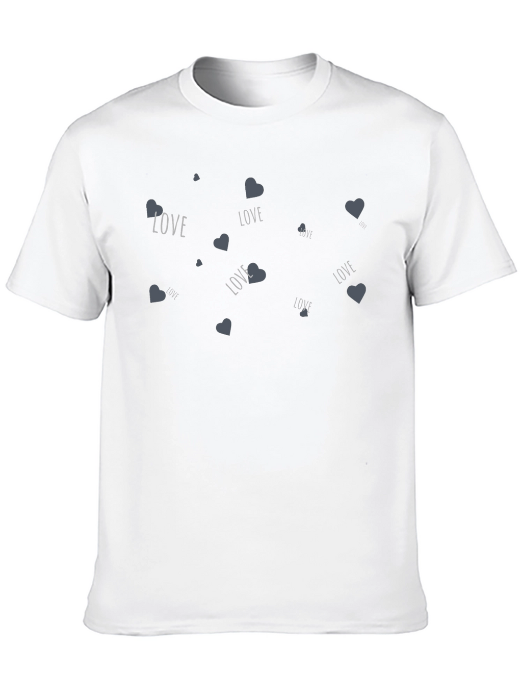 Love Heart Print Black Crew Neck T-Shirt