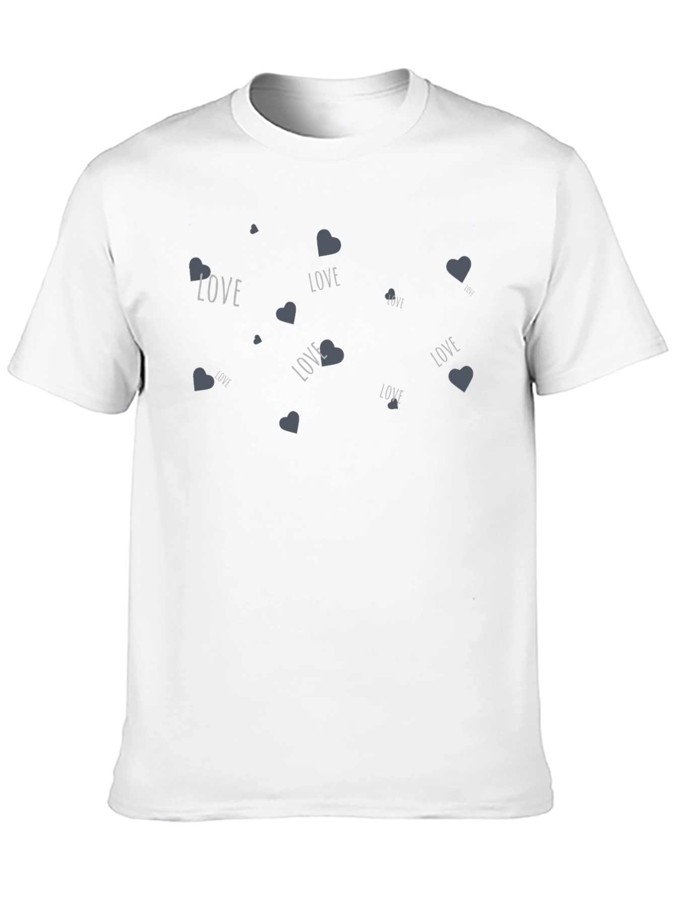 Love Heart Print Black Crew Neck T-Shirt