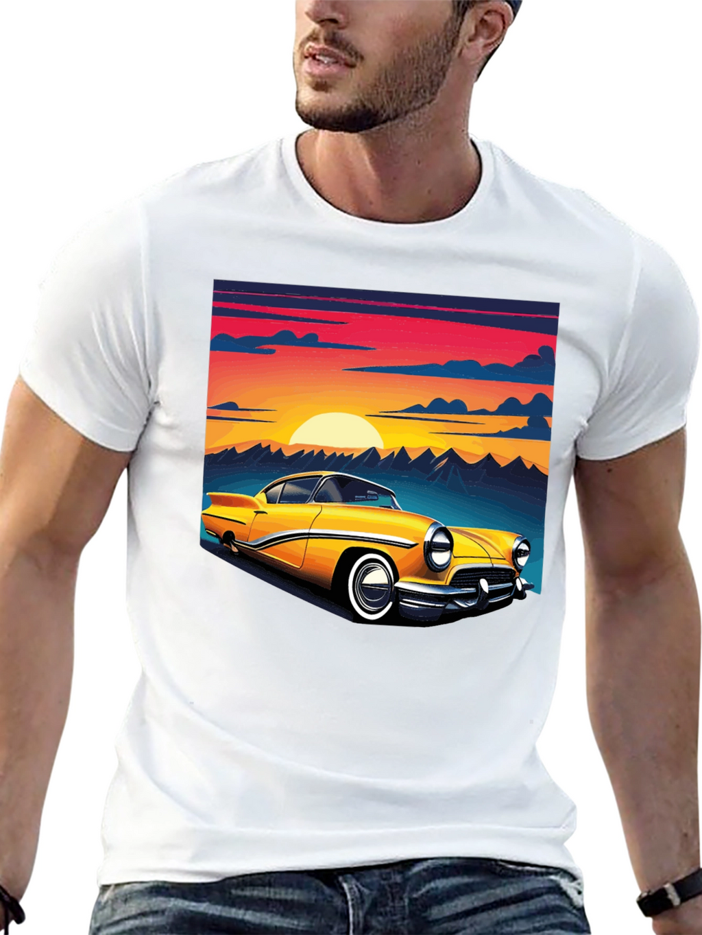 Retro Car Graphic Tee - Black