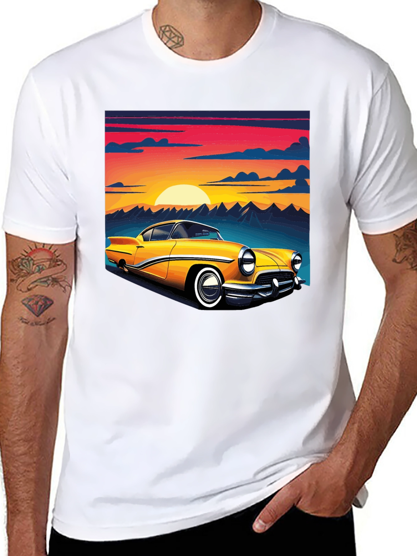 Retro Car Graphic Tee - Black