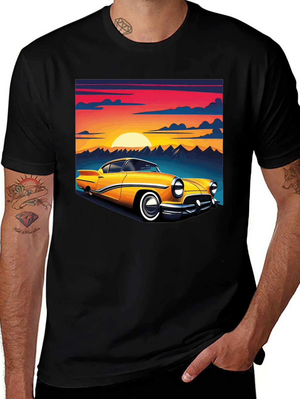 Retro Car Graphic Tee - Black