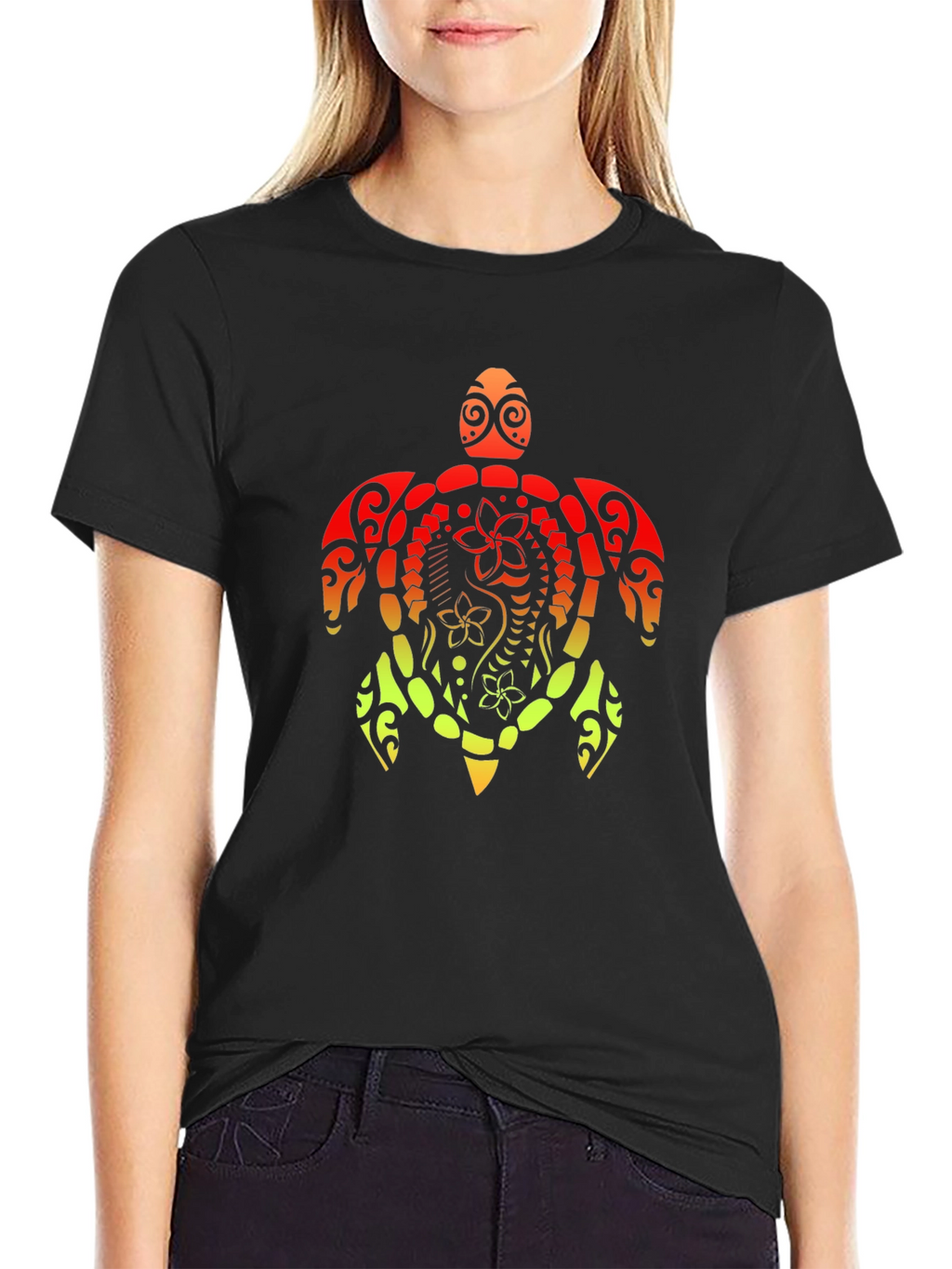 Tribal Turtle Graphic Tee - Black T-Shirt